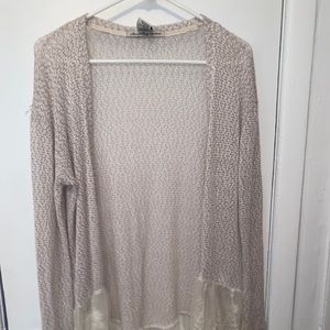 american rag cardigan with flower hem
